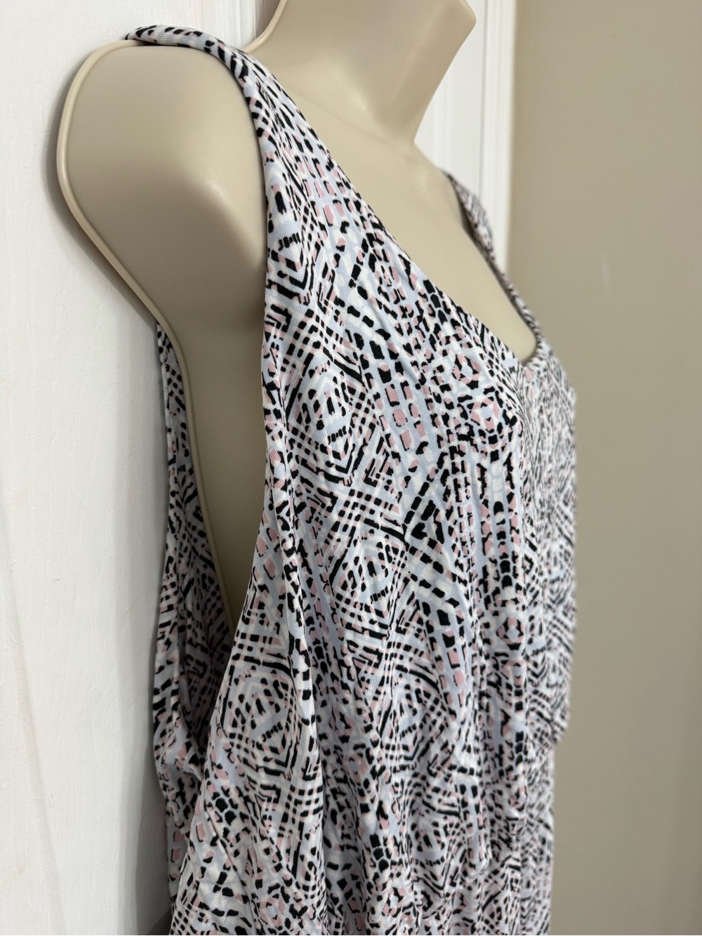 Tart 3X Printed Sleeveless Maxi Dress Pink Black Geometric Plus Size - Picture 6 of 11